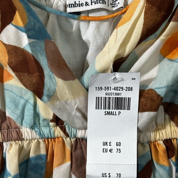 Abercombie & Fitch mini dress abstract adjustable spaghetti strap pockets size S - Picture 4 of 9